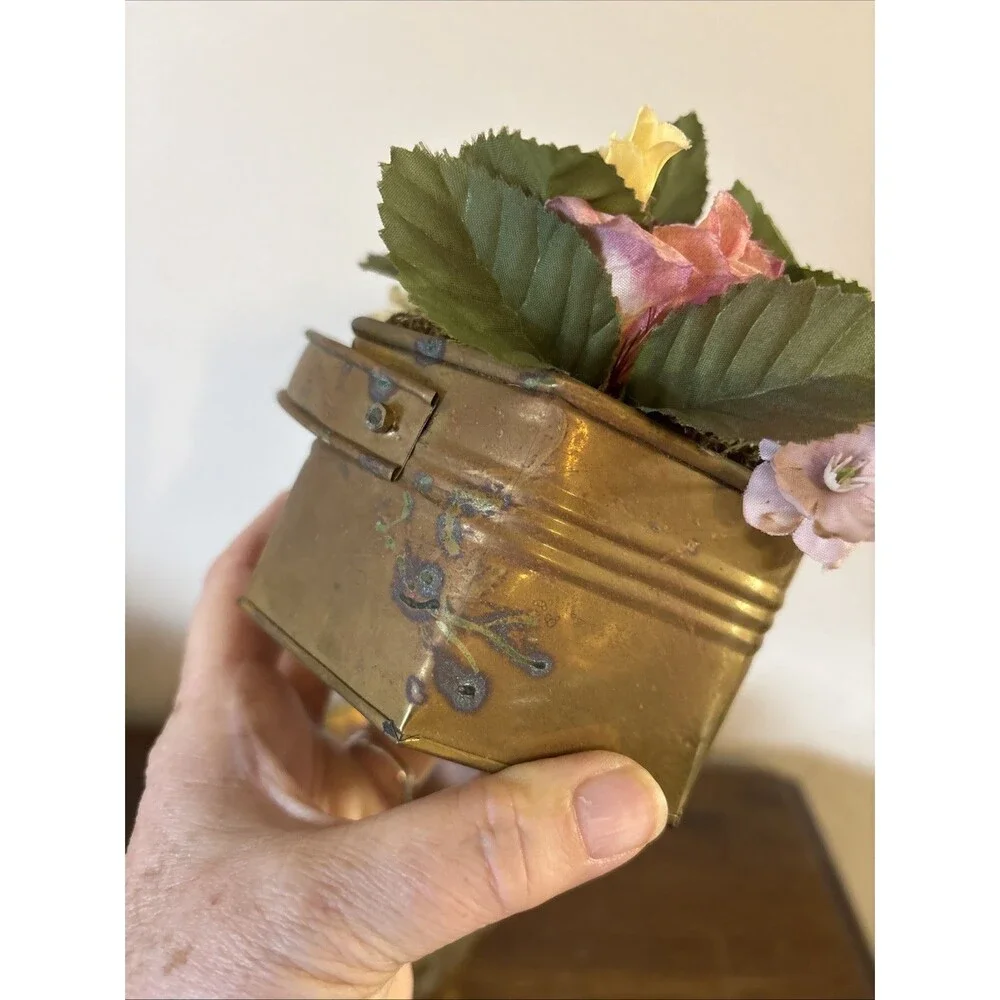 India Brass Pots/ Planters (2) MCM Cottagecore Classic Elegance Vintage